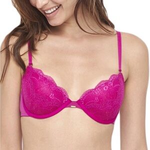 BeMe New York Demi/Demi Underwire Bra Fuchsia Lace Trim NWT 38B